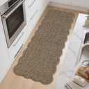 JSEI Scalloped Non-Slip Kitchen Rugs for Floor,24"x72", Taupe