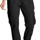 smawell Women's Hiking Cargo Pants with Pockets Lightweight Quick Dry Joggers Travel Camping Outdoor Pants (Black)