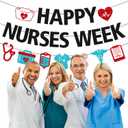 Happy Nurses Week Banner Thank You Nurses We Appreciate You Party Decoration for Doctor Medical Hospital Office Nursing School Graduation Party Supplies (Red and Blue)
