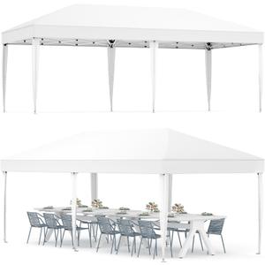 Outdoor Canopy Tent, 10x20 Pop Up Canopy with Carry Bag, 3 Adjustable Heights, Easy Set Up Tent, Heavy Duty Portable Shelter for Parties, Beach, Outdoor, White