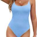 BMJL Women's One Piece Swimsuit Scoop Neck Slimming Bathing Suit High Cut Cheeky Swimwear (Large)