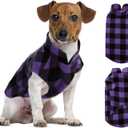 ASENKU Dog Sweater, Plaid Dog Fleece Vest, Soft Comfortable Pet Pajamas, Warm Winter Dog Shirt, Cold Weather Coat Jacket Pet Clothes for Small & Medium Dog Breeds