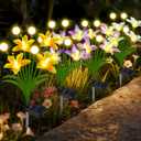 Solar Lights Outdoor Flowers Garden Decor,Firefly Lights with 4 Color Wild Lily Light, Solar Flowers Outdoor Waterproof for Patio Yard Gifts for Women Mom