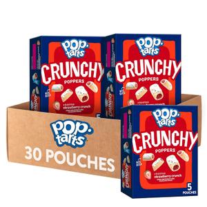 Pop-Tarts Crunchy Poppers Crunchy Filled Snack Pieces, Kids Snacks, On-the-Go, Frosted Strawberry Crunch (6 Boxes, 30 Pouches), January 18 2026 