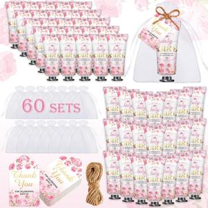 60 Sets Baby Shower Hand Cream, Wedding Hand Cream Gifts, Baby Shower Party Favors Gifts for Guests, Bridal Shower, Thank You Gifts, Travel Size Hand Lotion Bulk for Wedding, (Baby Girls)
