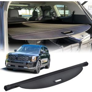 Retractable Cargo Security Shade Cover Compatible with Kia Telluride 2020-2025 Black Privacy Screen Rear Storage Waterproof Luggage Shield