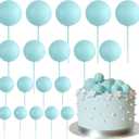 ASTARON 20 Pcs Ball Cake Topper Decorations Mini Balloons Cake Topper Sticks Light Blue Balls Cake Picks Cake Topper Balls Cake Decorations for Wedding Birthday Cake Decorations