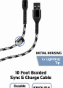 Zgear Metal Housing For Lightning Tip 10 Foot Braided Sync & Charge Cable