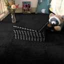 Interlocking Carpet Shaggy Soft EVA Foam Mats Fluffy Area Rugs Protective Floor Tiles Exercise Play Mat for Children Kids Room Home Parlor Bedroom 12 pcs (Black)