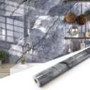 Marble Peel and Stick Waterproof Wall Paneling, 118" x 47" Pietra Grey Glossy Finish Self-Adhesive Backsplash Tile Vinyl Wall Panel for Kitchen Bathroom Wall Decor, Covers 38.75 Sq. Ft.