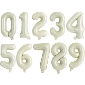 TONIFUL Balloons 16 Inch Cream White 0-9 Number Mylar Foil Balloons 10 Pcs Custom Digital Balloons for 2026 New Year Eve Birthday Party Engagement Graduations Anniversary Baby Shower