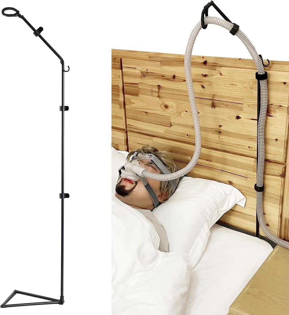 CPAP Hose Holder,Removable and Assemblable Foldable CPAP Hose Hanger Support Comfort and Untangled Sleep,CPAP Supply CPAP Accessories (Triangle Base-Height Fixed)