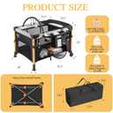 Baby Bassinet Bedside Crib for Travel with One-Hand Setup 5-in-1 Foldable Baby Playpen, Portable Pack and Play with Bassinet,Diaper Changer & Adjustable Mattress for Newborn to Toddler (Black)
