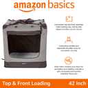 Amazon Basics Portable Foldable Soft Pet Dog Crate Carrier Kennel with Mesh Windows, Ventilation, Pockets for Large Dogs, 42 x 31 x 31 inches, Grey