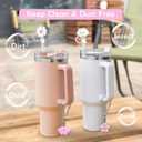 2 x 2Pcs 10mm Straw Covers for Stanley Cup 30&40 Oz, Cloud Flower Silicone Straw Toppers with 2Pcs Personalized Charm Accessories with Chains (2+2)