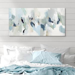 7Fisionart Navy Blue Canvas Wall Art for Living Room Grey Abstract Paintings Picture Large Framed Artwork for Bedroom Office Wall Decor Ready to Hang 40" x 20"
