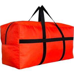 Extra Large Storage Duffle Bag with Zippers and Handles, Big Foldable Duffle Bag for Travel (Medium-31.5"(L) X 11.8"(W) X 16.5"(H), Orange)