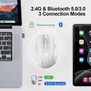 TECKNET Wireless Mouse (2.4G & BT5.0/3.0) Silent 4800 DPI Computer USB A & Bluetooth Mouse 6 Buttons, Wide Compatibility - White