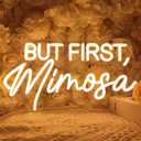 SYLHOME But First Mimosa Led Neon Light Sign Bar Shop Bedroom Wall Sign Decor Wedding Birthday Graduation Baby Bridal Shower Party Banner Backdrop USB 15.75"X8.5"