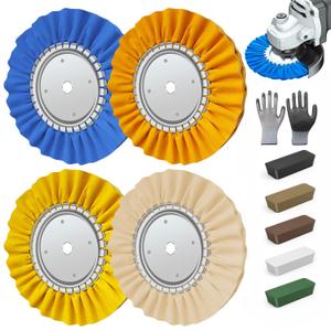 5/8 Arbor 8 12Ply Airway Buffing Wheel Kit  11Pcs Polishing Set for Aluminum & Stainless Steel  No Flange Needed  Gloves Included