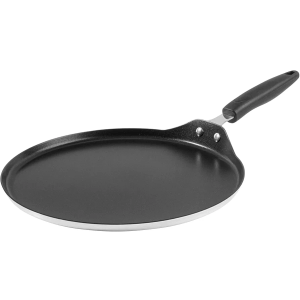 Restaurantware-Met Lux 12 Inch Round Griddle With Stay-Cool Handle, 1 No-Stick Flat Top Grill - Compatible With Gas And Electric, Durable, Aluminum Griddle Pan, Even-Heating, For Cooking Eggs