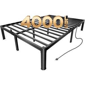 PRAISUN 4000LBS Queen Bed Frame with Charging Station, 14 inch Bedframe