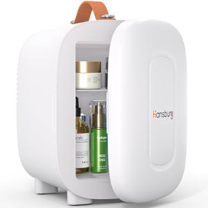 Mini Fridge for Bedroom Skincare Cooler & Warmer Portable Small Refrigerator 4 Liter/6 can with 12v AC/DC/USB Option for Food, Drinks, Makeup, Dorm, Office and Car 
