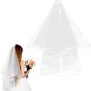 Short Wedding Veil, 2 Bride Veil for Women Wedding Bachelorette Party, First Communion Veil for Bachelorette Party, First Communion (2 Layer, 23.6" + 31.5")