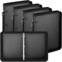 Teling 4 Pcs 1 Inch Black Zipper Binder with 3 Ring Zipper Binder, Refillable Plastic Clear File Organizer Planner for Projects, Assignments, Memos, School Work, 11.3 x 9.6 Inch