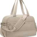 Gym Bag for Women, Travel Duffle Bags with Wet Pocket, Lightweight Carry on Bag Overnight Weekender Duffel Bag, Water Resistant (Khaki Ash)