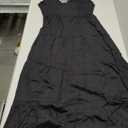 PRETTYGARDEN Women's Summer Flowy Maxi Dress Casual Cap Sleeve V Neck Smocked Beach Sundress (Large, Black)
