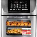 Gourmia Air Fryer - 14 Qt All-in-One Rotisserie Oven with Digital Display, 12 Presets, Roast, Bake, Broil, Dehydrate, Dishwasher Safe Accessories, Stainless Steel, Large
