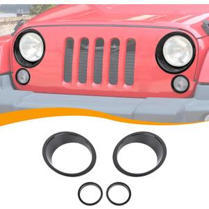 Headlight Bezels Headlight Cover Trim & Front Turn Signal Light Trim Cover Fit for Jeep Wrangler JK JKU 2007-2017, Exterior Accessories, Black