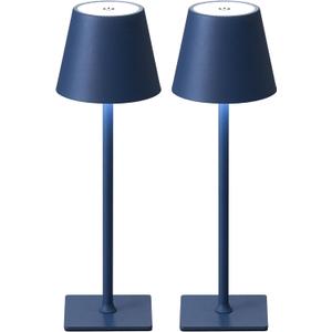KDG 2 Pack Cordless Table Lamp,Portable LED Desk Lamp, 4000mAh Battery Operated, 3 Color Stepless Dimming Up, for Restaurant/Bedroom/Bars/Outdoor Party/Camping/Coffee Shop Night Light(Blue)