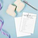Baby Shower Game Cards Kit - Wishes For Baby - 30 Minimalism White Calligraphy Fill In Style Game Cards For Baby Announcement, Gender Reveal, Wishes For New Baby, Party Favor & Supplies - B08