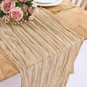 Sand Cheesecloth Table Runner 10FT Rustic Sheer Gauze Table Runners 120 Inch Boho Cheese Cloth Table Decorations for Wedding Party Bridal Baby Shower Home Decor