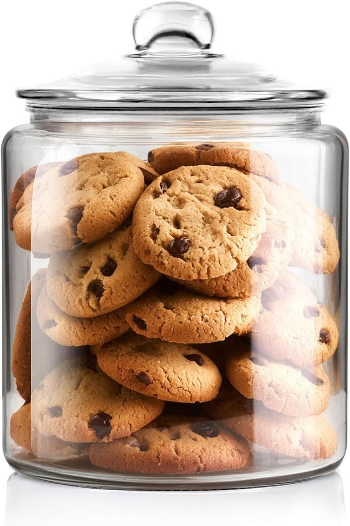 Masthome Large Glass Jar,1 Gallon Glass Jar with Lid, Airtight,Dishwasher Safe,Wide Mouth Storage Canister for Pasta,Flour,Nuts,Cookies,& More