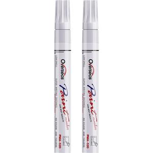 Overseas Permanent Paint Pens White Markers - 2 Pack Single color Oil Based Paint Markers, Medium Tip, Quick Drying and Waterproof Marker Pen for Metal, Rock Painting, Wood, Plastic, Canvas, Mugs