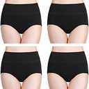 wirarpa Women's Cotton Underwear High Waisted Ladies Panties Full Coverage Briefs 4 Pack (Regular & Plus, Size L