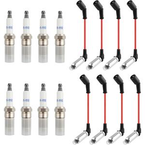 16PCS Spark Plugs and Wires Set Replacement OEM# M8-48322,Spark Plugs Wires Set Compatible with GMC Hummer Chevrolet Cadillac,Durable Car Accessories Spark Plug Wire Kit