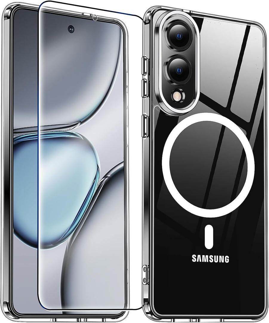 PITCHESSY for Samsung Galaxy S25 Case with Screen Protector,[Compatible with Magsafe] Military-Grade Protection,Magnetic Phone Case for Samsung Galaxy S25,Clear