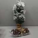Tabletop Christmas Tree 2ft Artificial Mini Christmas Tree, Pine Cones Frosted Snow Branches Small Flocked Christmas Tree for Desk or Bedroom, Table Top Xmas Tree for Holiday Indoor Christmas Decor