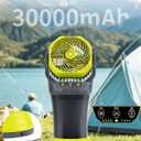 30000mAh Misting Fan Portable Battery Powered Fan with 2L Water Tank,Portable Mist Cooling Fans for Outdoor Camping Tent-120Auto Oscillating,4 Wind Speeds & Spray Modes,RGB Light Gray-Green