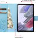 2 x Dteck for Samsung Galaxy Tab A7 Lite 8.7" Case 2021 (SM-T220/T225/T227), Cute Butterfly PU Leather Shell Cover Protective Folio Case with Card Slots/Pocket, Lightweight Slim Fold Stand Case, Blue