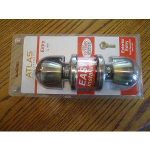 Atlas Tulip Style Exterior Entry Door Knob - Antique Brass - Includes 2 Keys