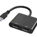 USB to HDMI Adapter for 2 Monitors, USB 3.0 to Dual HDMI Adapter 1920 * 1080P@60HZ Full HD Audio Video Graphics Converter Compatible with Windows