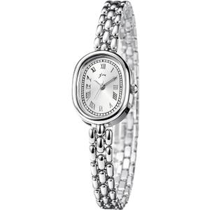 PASOY Womens Bracelet Watch Small Face Elegant Oval Quartz Analog Wristwatch with Metal Link Band, Gold & Silver Options, Slim Roman Numeral Dial Dress Watch for Ladies