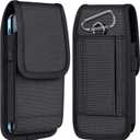 Ykooe Cell Phone Pouch Nylon Belt Holster Case Compatible with iPhone 17 Pro Max, Galaxy S25/S24/S23/S22 Ultra A16 A15 A14 A13, Moto G Stylus/Power/Play, Pixel 8/7 Pro, Black - XXL
