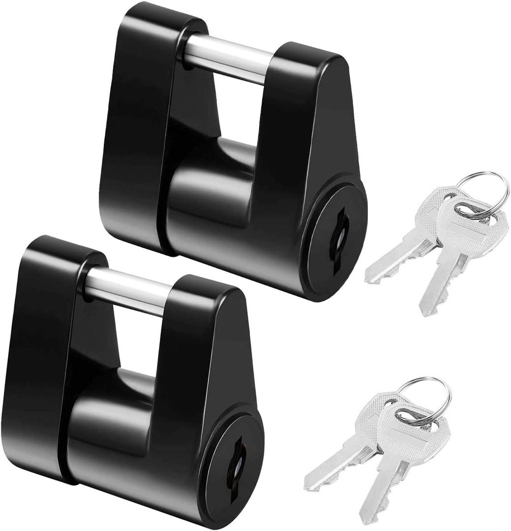 LCGP 2PCS Black Trailer Hitch Coupler Locks, Dia 1/4 Inch, 3/4 Inch Span Boat RV Truck Car's Coupler