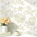 Safiyya Floral Peel and Stick Wallpaper Beige and White Contact Paper Modern Wall Paper Self Adhesive Farmhouse Removable Wallpaper for Bedroom Bathroom Vinyl Roll 17.3"x 78.7"